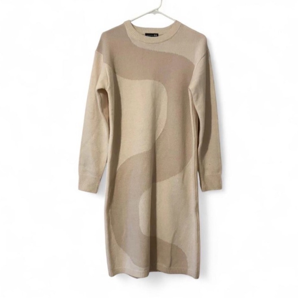 Marimekko Beige and Cream Long Sleeve Dress